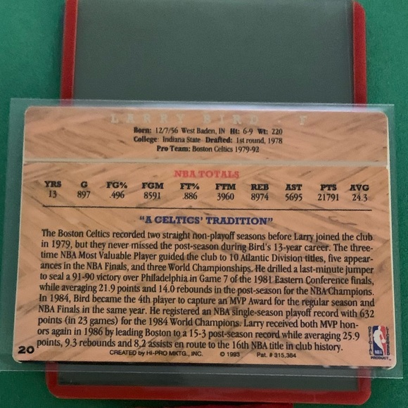 Larry Bird #20 1993 Action Packed [Hall Of Fame] Basketball Trading Card - Picture 2 of 2